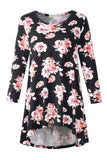 Women's Plus Size Tops floral printed 3/4 Sleeve Loose Fit Flare Swing Tunic -LARACE 8052