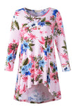 Women's Plus Size Tops floral printed 3/4 Sleeve Loose Fit Flare Swing Tunic -LARACE 8052.