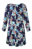 Women's Plus Size Tops floral printed 3/4 Sleeve Loose Fit Flare Swing Tunic -LARACE 8052.