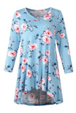 Women's Plus Size Tops floral printed 3/4 Sleeve Loose Fit Flare Swing Tunic -LARACE 8052.