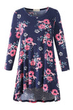 Women's Plus Size Tops floral printed 3/4 Sleeve Loose Fit Flare Swing Tunic -LARACE 8052.