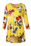 Women's Plus Size Tops floral printed 3/4 Sleeve Loose Fit Flare Swing Tunic -LARACE 8052.