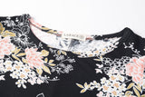 Women's Plus Size Tops floral printed 3/4 Sleeve Loose Fit Flare Swing Tunic -LARACE 8052.