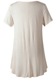 Crew Neck Short Sleeves Flare Tunic Blouse - LARACE 8031.