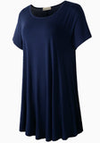 Crew Neck Short Sleeves Flare Tunic Blouse - LARACE 8031.