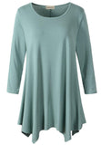 3/4 Sleeve Plus Size Tunic Tops Loose Basic Shirt - LARACE 8028 4XL-6XL.