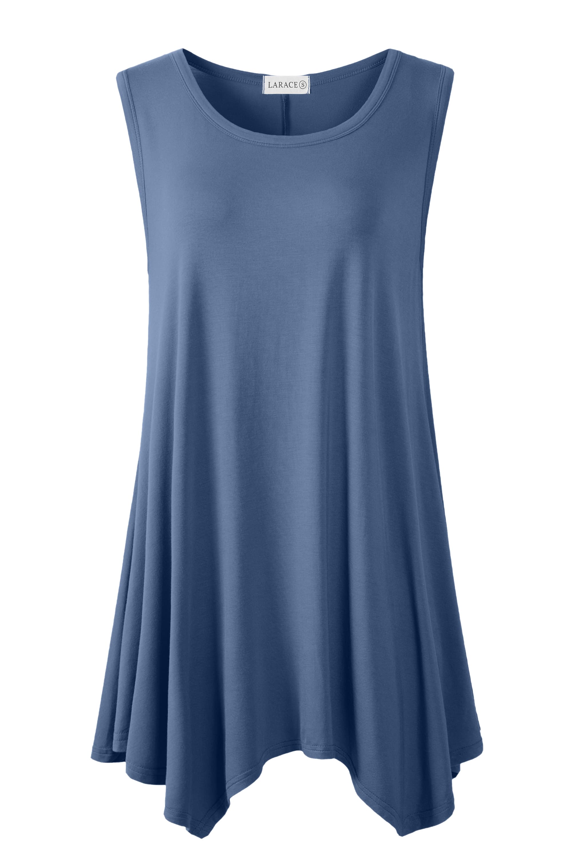 Azules Plus Size Women's Rayon Span Tank Top Tunic-Solid