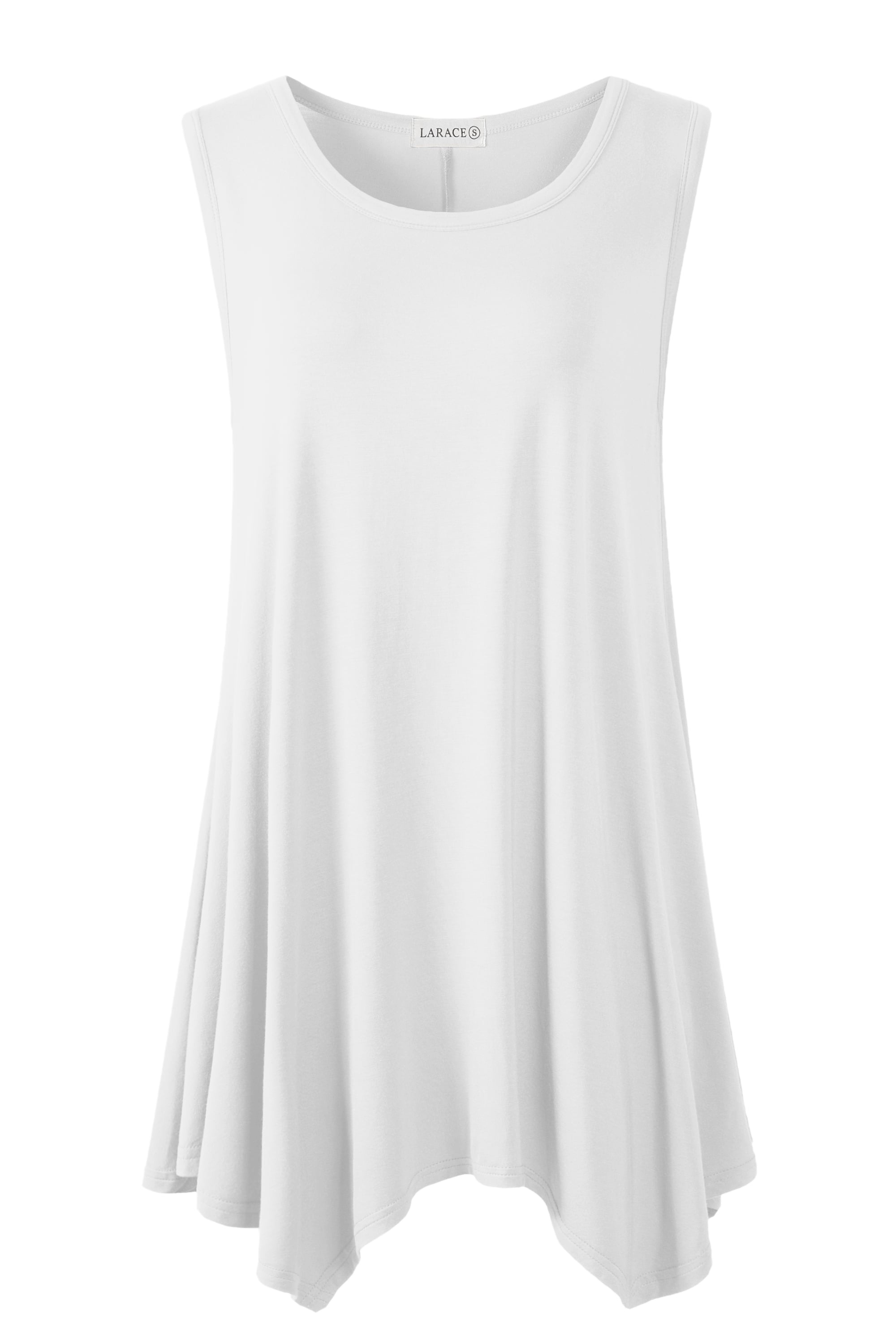 LARACE Plus Size Solid Basic Flowy Tank Tops Summer Sleeveless Tunic-8025.