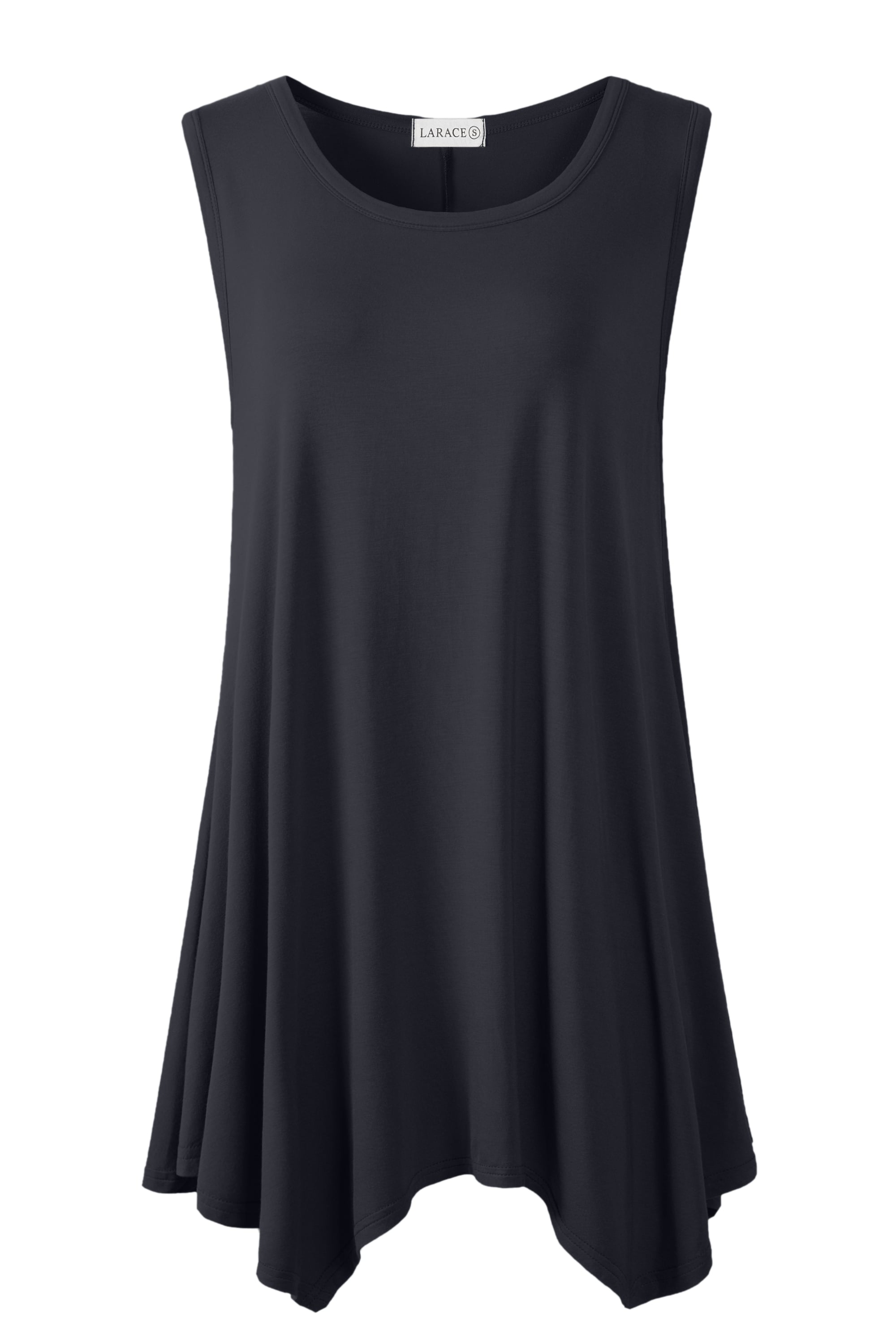 LARACE Plus Size Solid Basic Flowy Tank Tops Summer Sleeveless Tunic-8025.