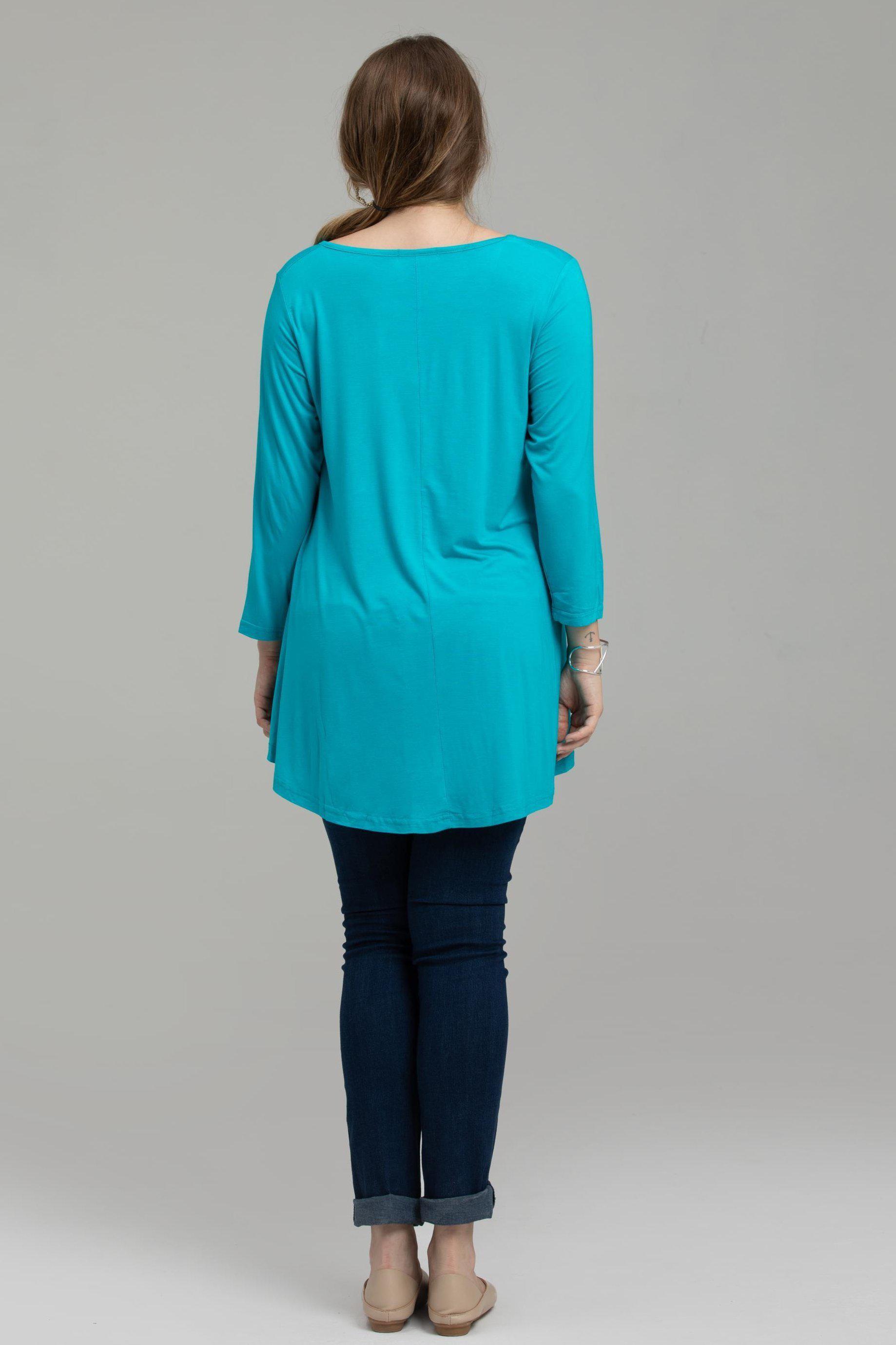 3/4 Sleeve Tunic Top Loose Fit Flare Tunic Shirt - LARACE 8033.