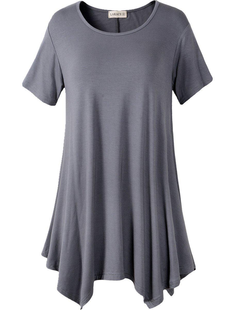 LARACE Short Sleeve Flattering Comfy Blouse Shirt Tops-8026.