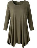 LARACE 3/4 Sleeve Plus Size Tunic Tops Loose Basic Shirt 8028 S-3 XL.