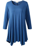 LARACE 3/4 Sleeve Plus Size Tunic Tops Loose Basic Shirt 8028 S-3 XL.