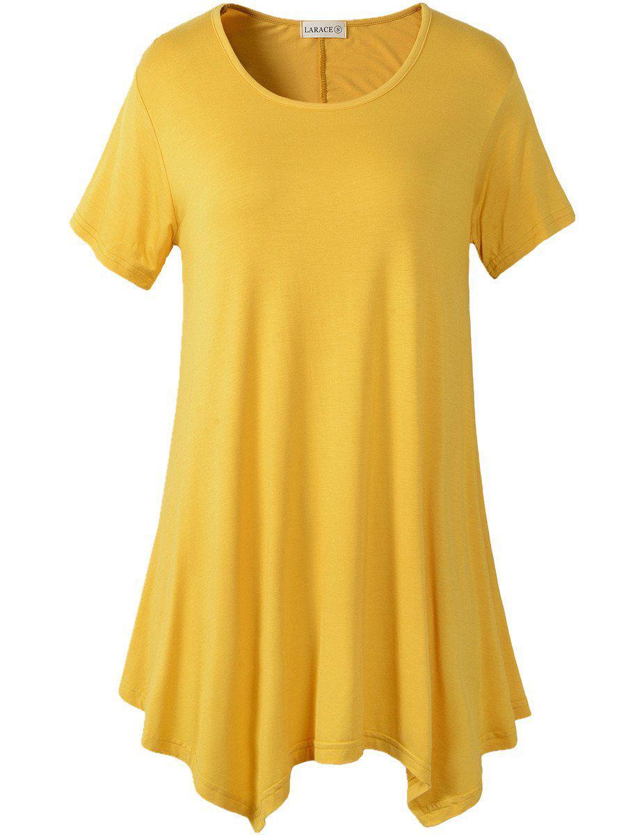 LARACE Short Sleeve Flattering Comfy Blouse Shirt Tops-8026.